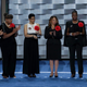 Mothers of the Movement (L-R) Maria Hamilton, mother of Dontre Hamilton; Annette Nance-Holt, mother of Blair Holt; Gwen Carr, mother of Eric Garner; Geneva Reed-Veal, mother of Sandra Bland; Lucia McBath, mother of Jordan Davis; Sybrina Fulton, mother of Trayvon Martin; Cleopatra Pendleton-Cowley, mother of Hadiya Pendleton; Wanda Johnson, mother of Oscar Grant; and Lezley McSpadden, Mother of Mike Brown stand on stage prior to delivering remarks on the second day of the Democratic National Convention, July 26, 2016 in Philadelphia, Pennsylvania.